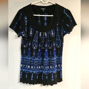 Elementz Paisley Boho Short Sleeve Top